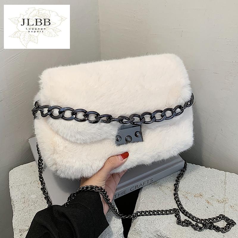 

Evening Bags Elegant Female Square Tote Bag 2021 Fashion High Quality Soft Plush Women's Designer Handbag Chain Shoulder Messenger