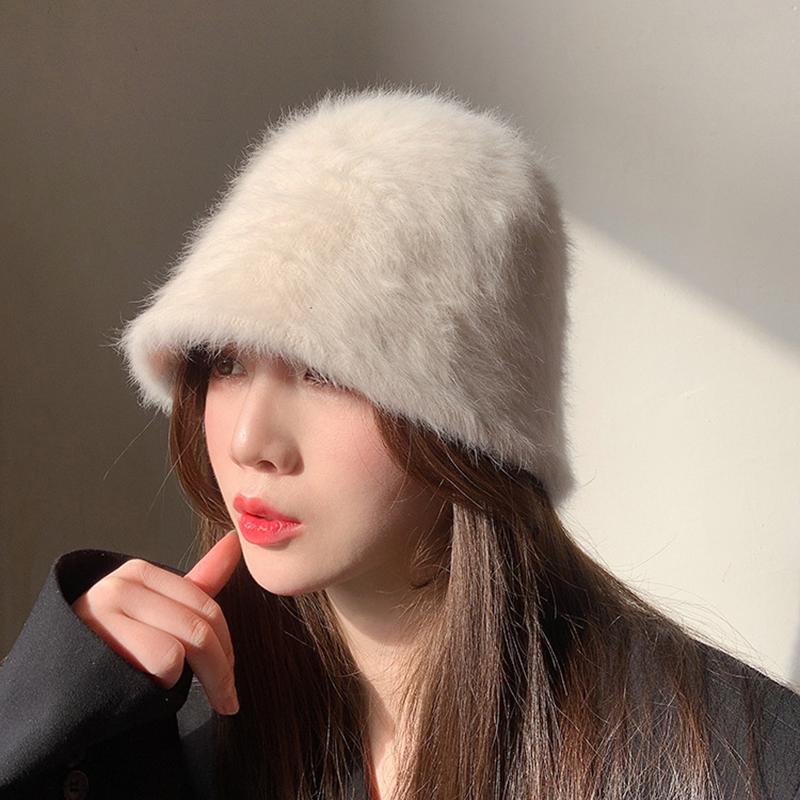 

Berets Fashion Winter Faux Hats For Women Solid Color Bucket Hat Fisherman Outdoor Warm Basin Ladies Panama, Knitting hat 11