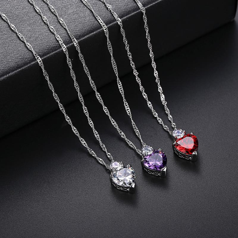 

Chains Fashion Necklace For Women Silver Sterling Heart Pendant Jewelry