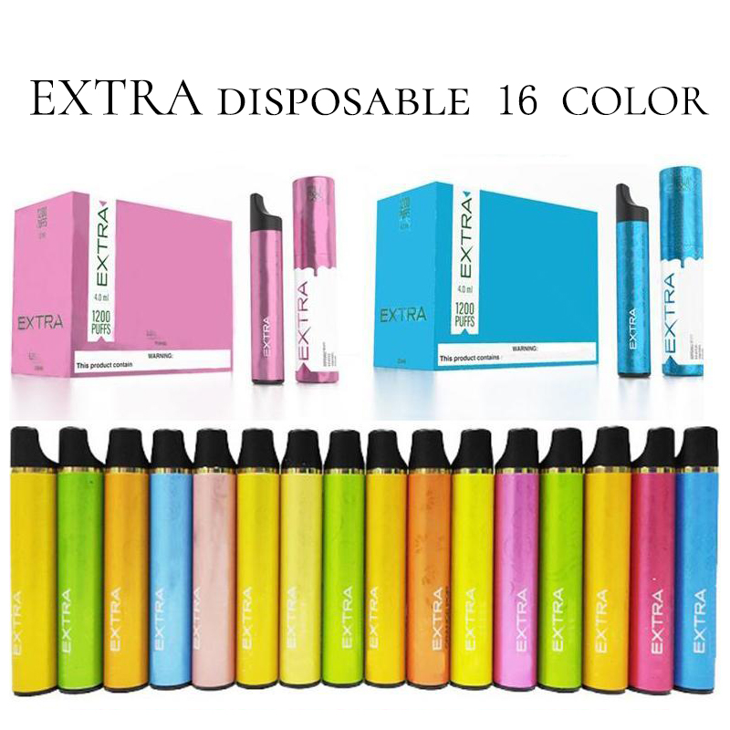 

EXTRA Disposable cigarettes Vape pen 650 mAh Battery 4mL Cartridges 1200Puffs 16 color Vaporizers Device Pod Kit xtra posh plus