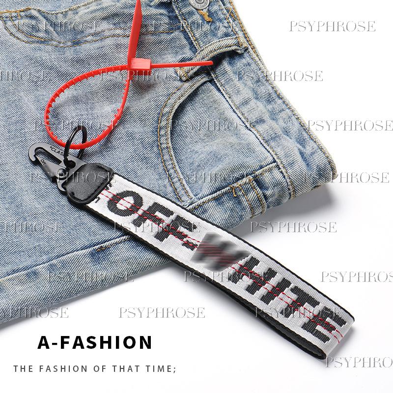 

Keychains Off 2021 Trend Canvas Mobile Phone White Keychain European And American Trendy Brand Jeans With Wrist Camera Lanyard