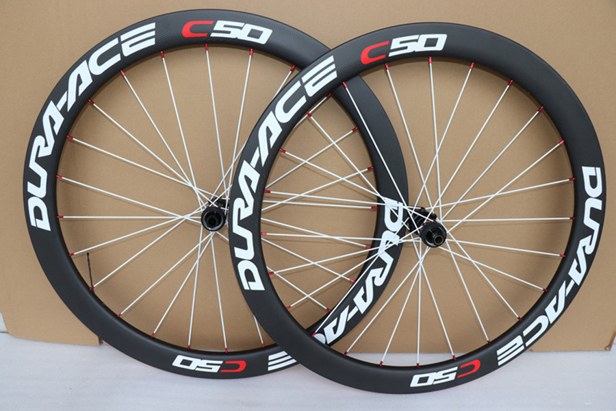

Disc brake dura ace c50 white spoke Paint 50mm Clincher Carbon Wheelset bike wheels carbon fiber cycling wheelset
