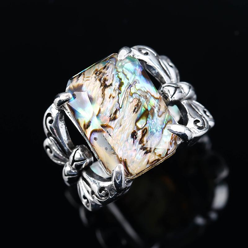 

Creative Butterfly Abalone Shell Ring Fashion Lady Silver Color Engagement Wedding Bands Jewelry Rings For Women Party Gift Cluster