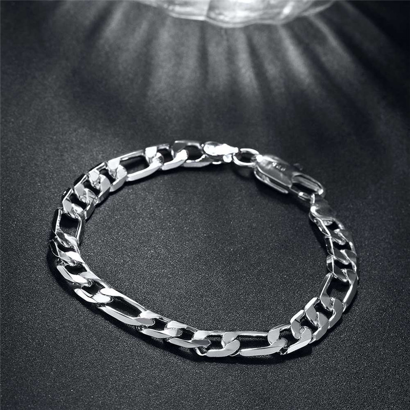 

925 Sterling Silver Link 4mm/6mm Classic Man Women Bracelet For Wedding Engagement Party Fashion Jewelry 1282 T2