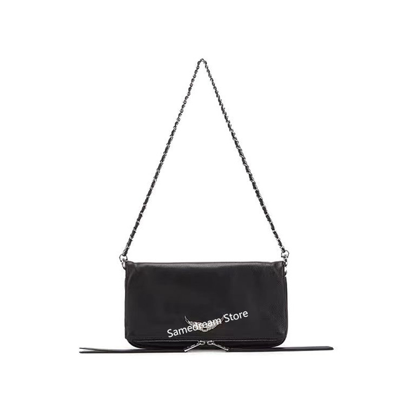 

Wings Decorated Women Single Shoulder Bag casual wild Fashion two Chains Messenger Bag leather bags, Pink