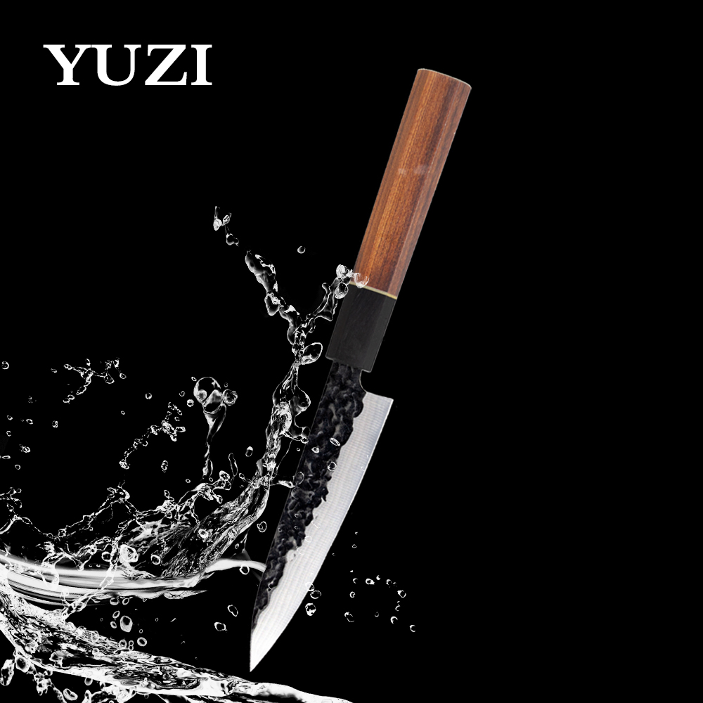 

YUZI 5 inch Paring Kitchen Knife Professional Handmade Forged Fruit Knives Cutlery Tool Ebony Handle