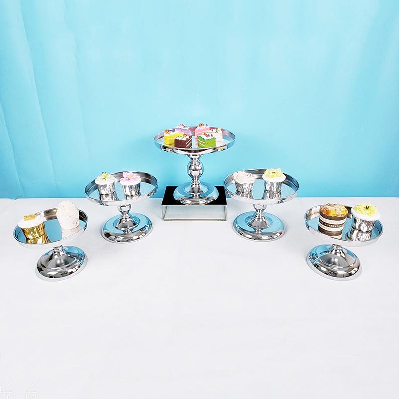 

Other Bakeware 3pcs -5pcs Silver Miror Cake Display Trays Round Plate