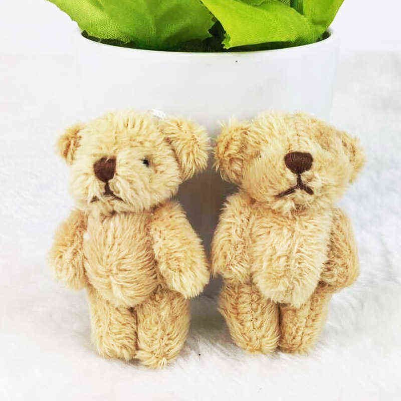 6pcs/lot Mini Joint Bear Stuffed Plush Toys 6.5cm Cute White Teddy Bears Pendant 