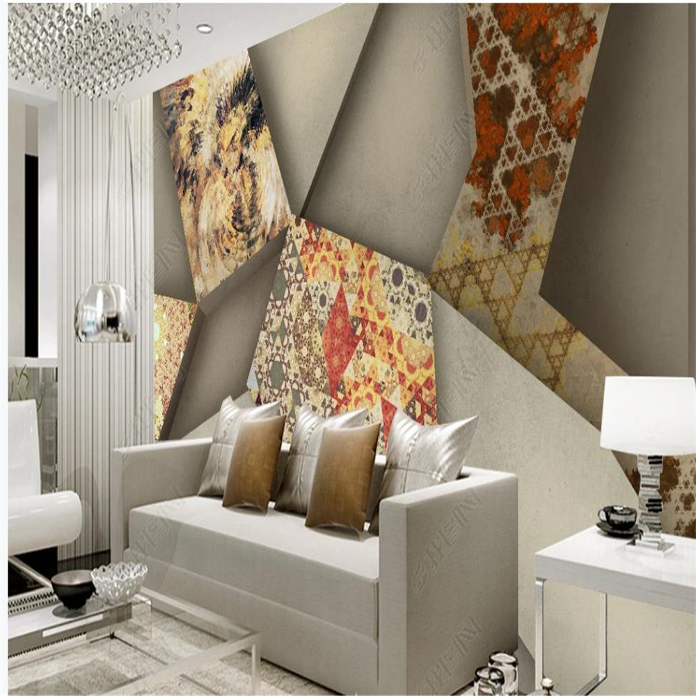 

customized 3d stereoscopic wallpaper Abstract geometric stereo background wall, Brown