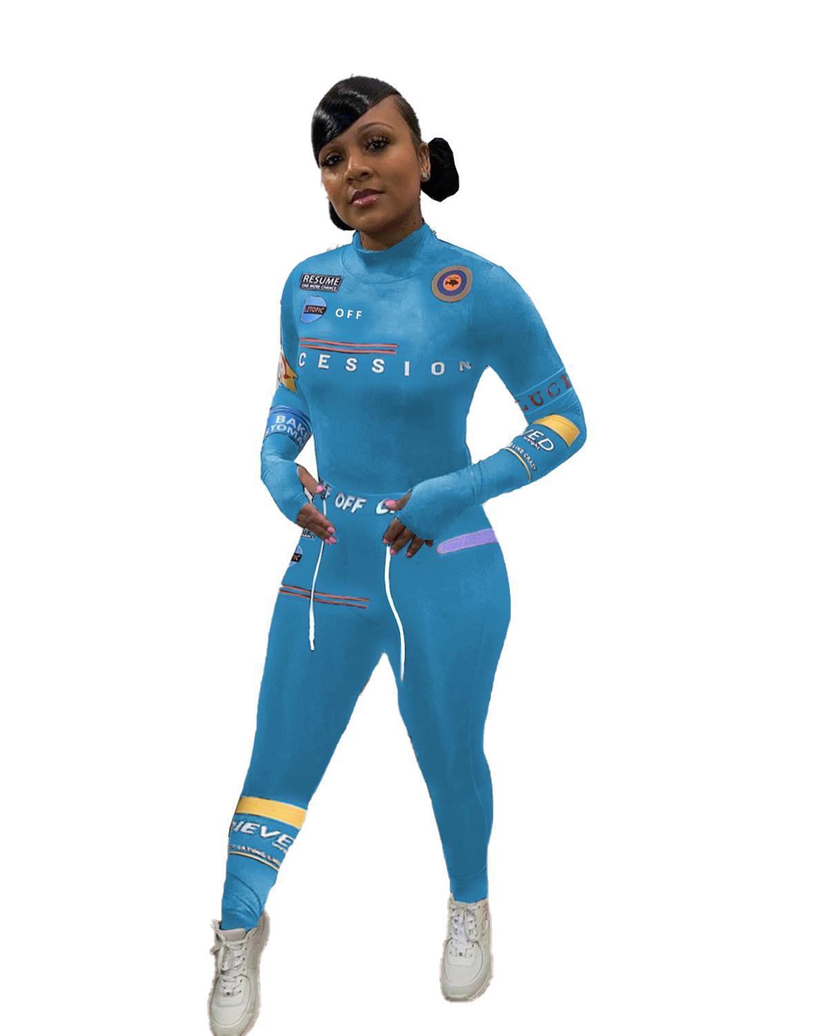 

Sweat Suit Women Set Letter Printed Pullover Top High Waist Pants Jogger Legging Cool Girl K-Pop Two Piece Outfits Sportswear 210525, Black