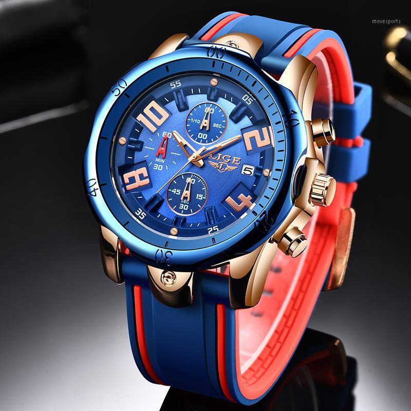 

Wristwatches Relogio Masculino 2021 LIGE Fashion Mens Watches Top Waterproof Clock Male Sport Quartz Watch Men Chronograph, Rose gold black