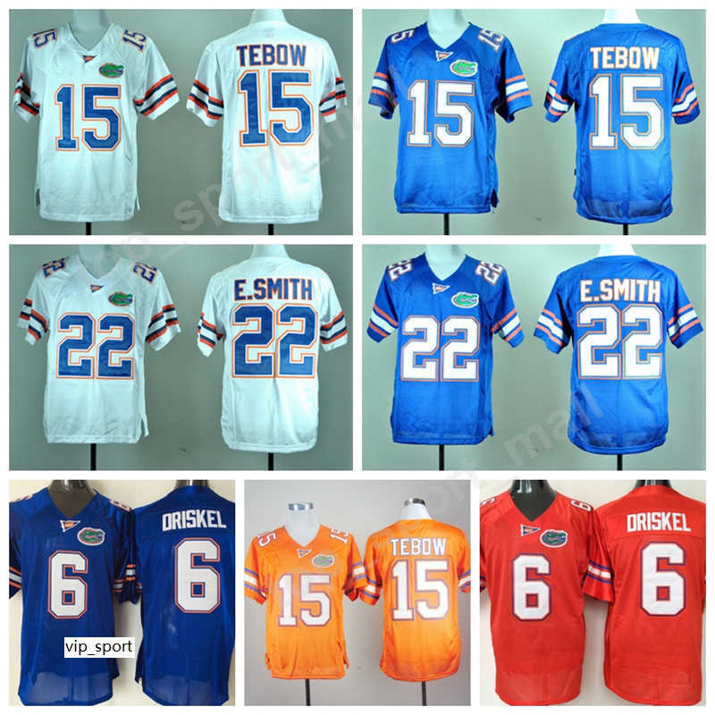 

NCAA Florida Gators College Tim Tebow Jersey Men Emmitt Smith 6 Jeff Driskel Football Jerseys University Embroidery Blue Orange White, 6 white