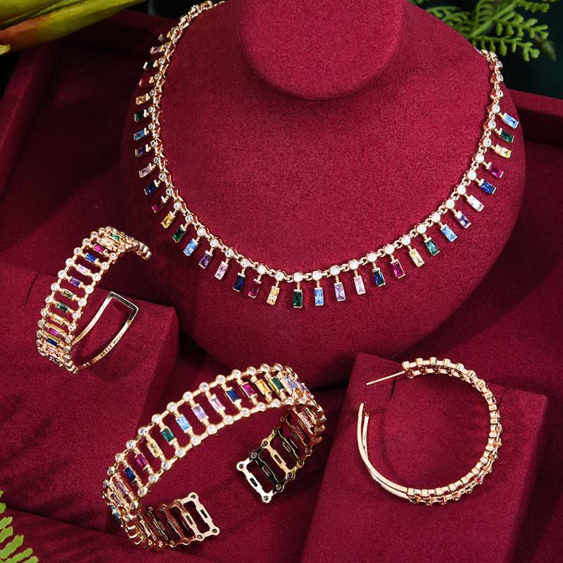 

Earrings & Necklace GODKI DUBAI 4pcs Spider Bridal Zirconia Earring Set For Women Wedding Party Jewelry Sets CZ Crystal, Silver