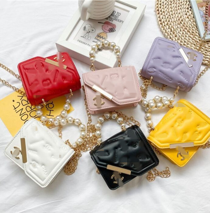 

Children Designerr Handbag baby bags Girl Princess Messenger Bag Kids Fashion Metal Chain Single Shoulder Change Purse mini wallets, Black