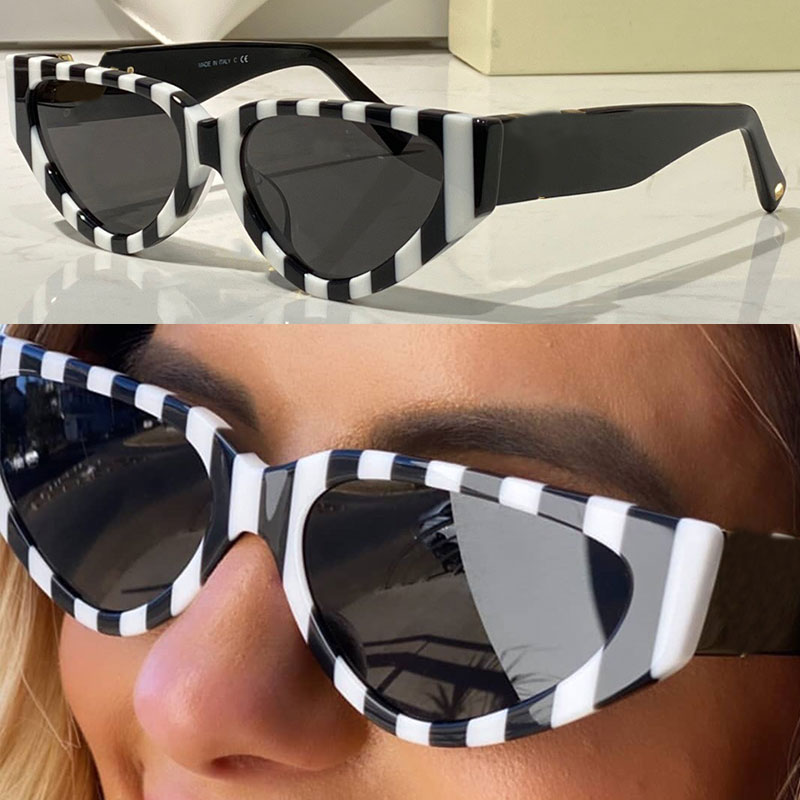 

Cat eye sunglasses womens 4063 frame black and white stripes fashion classic style women shopping travel vacation driving glasses UV400 designer high quality