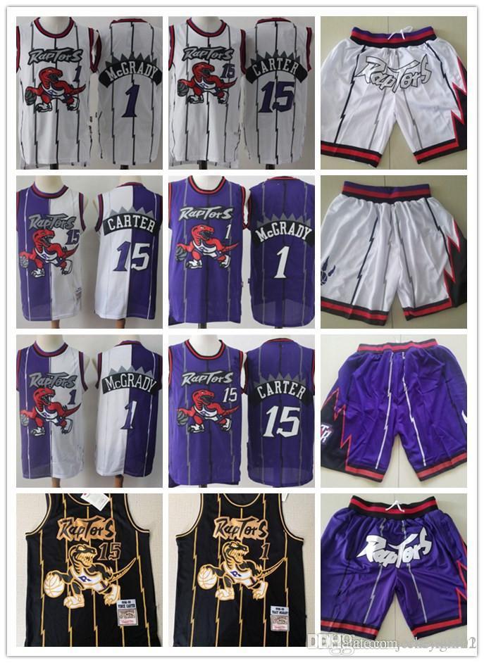 

Mens Toronto Throwback Raptors jerseys Vince Carter Tracy McGrady 15 Basketball Shorts Basketball Jerseys, Black;red