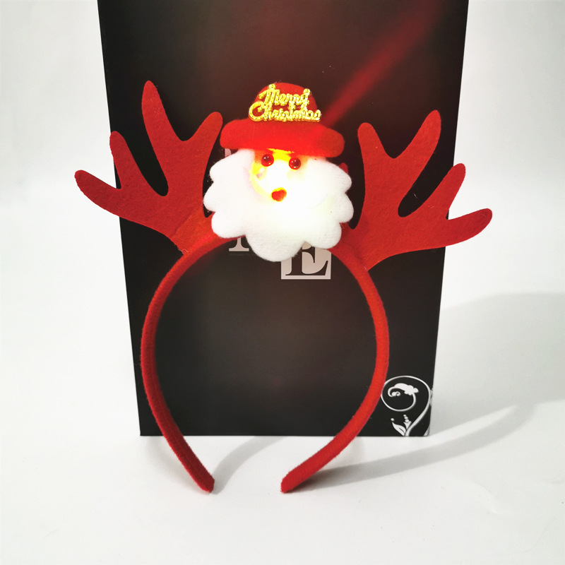 

Christmas Cartoon Luminous Hair Clip Santa Claus Snowman Barrettes Antlers Shape Hairpin Headband Lighting Hair Bands Headress GGE1865