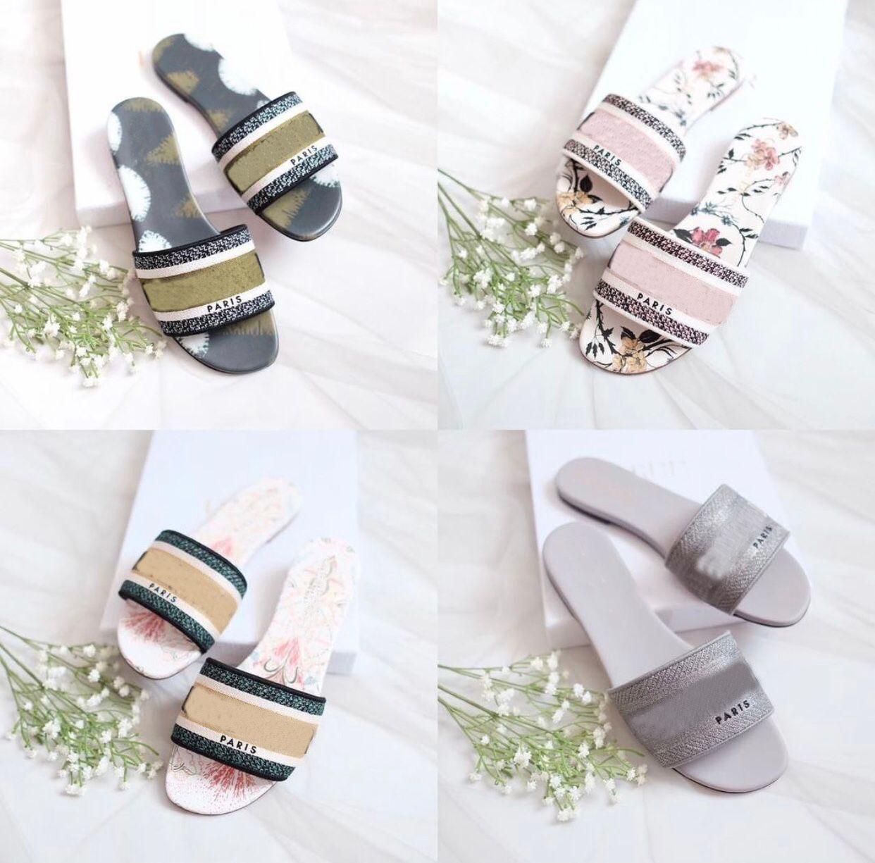 

Wholesale DWAY Slides Sandals Flats Embroidery Women Slipper Summer Designer Slip on Flop Flip Beach Slippery Casual Outdoor Walking EU35-42, 14