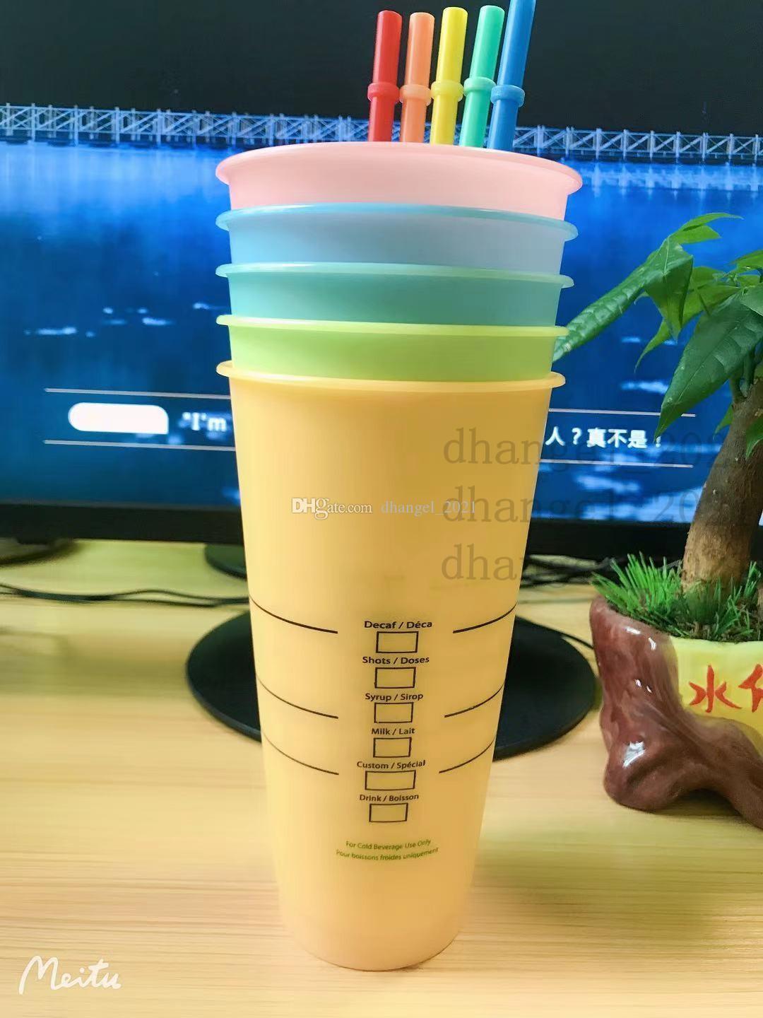 

Starbucks Mermaid Goddess 24oz/710ml Color Change Tumblers Plastic Drinking Juice With Lip And Straw Magic Coffee Mug Costom Color Changing Cups, As picture