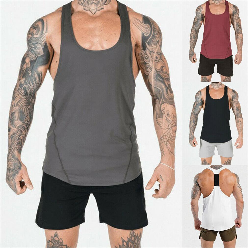 

brand style fashion mens fit men sleeveless slim muscle bodybuilding tee tank, White;black