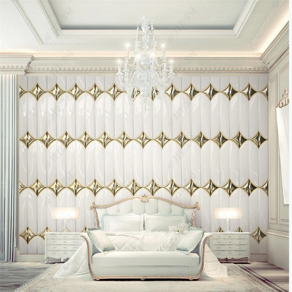 

Luxury wallpapers golden 3d three-dimensional simple European soft package background wall, As show