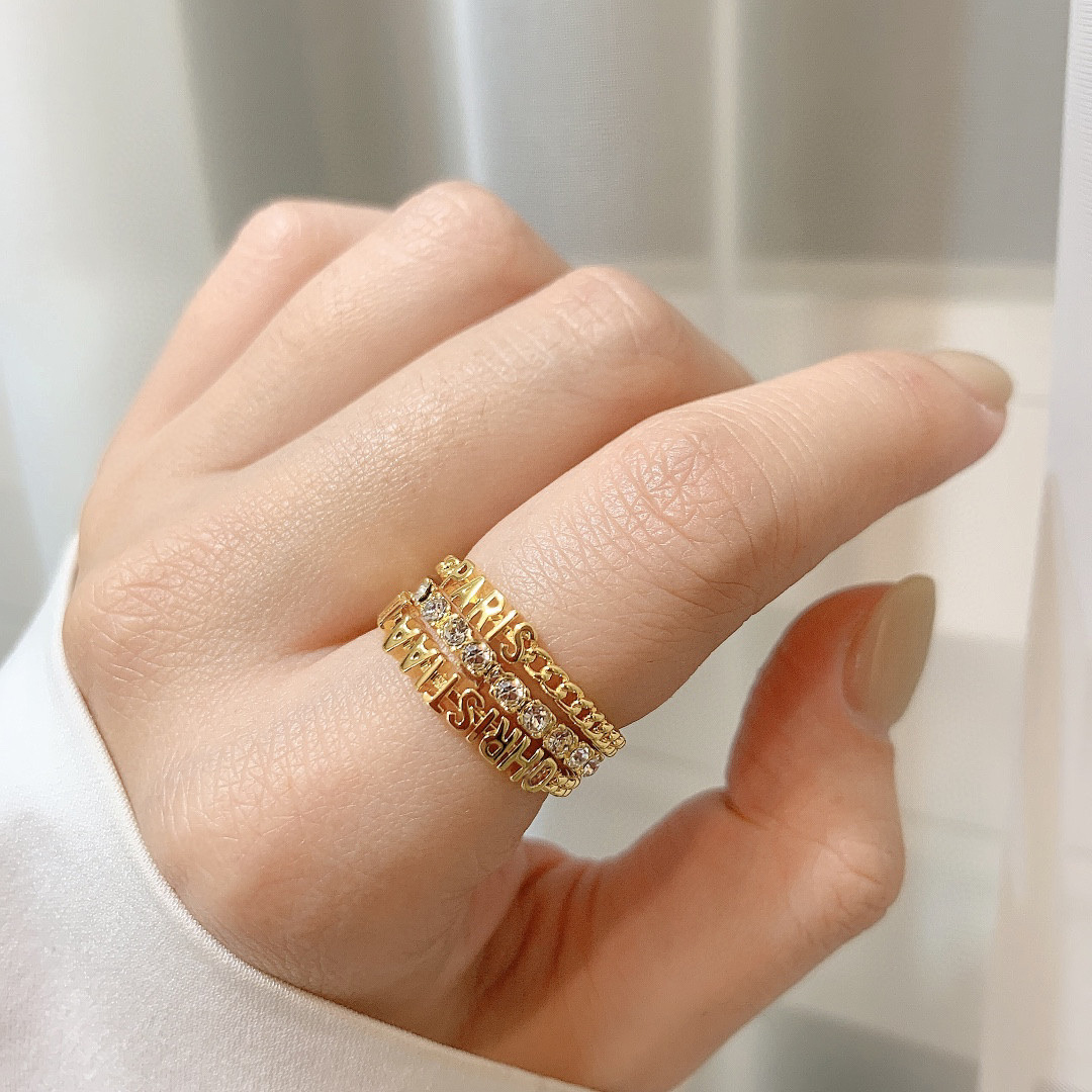 

Fashion gold letter rings Combined ring for lady women Party wedding lovers gift engagement jewelry With BOX HB0516
