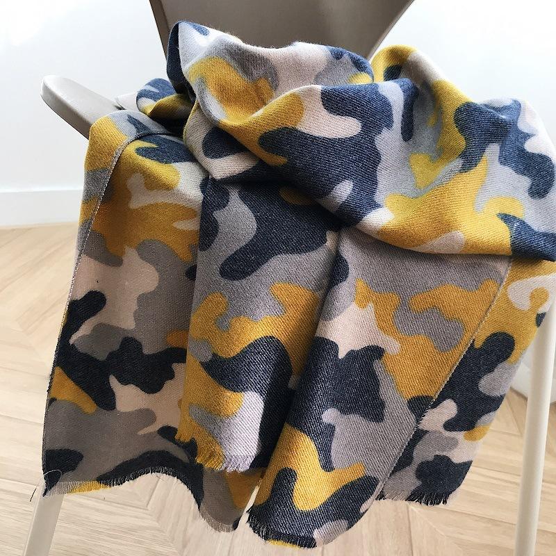 

Scarves Fall And Winter 2021 Camouflage Geometry Cashmere Fashion WarmOuter Shawl,Student Holiday Travel Shawl Scarf, Blue;gray