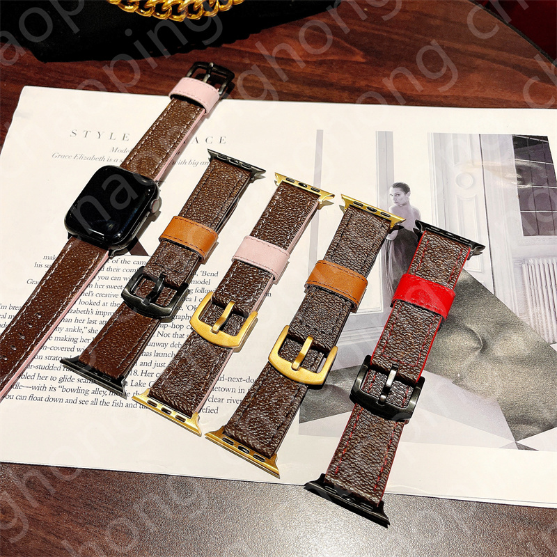 

Top Luxury 38mm Link Chain Gold Black Watchbands 42mm 40mm 44mm Strap For Iwatch 2 3 4 5 6 SE Bands Leather Watch Band Bracelet Fashion Men and Women Wristband Watchband