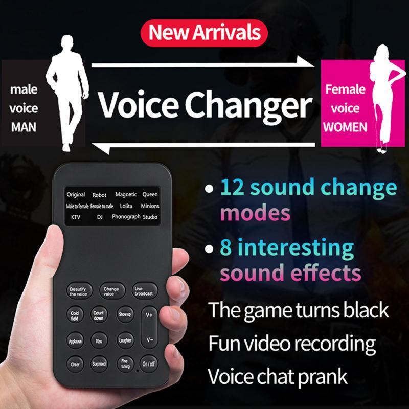 

Live webcast voice changer male to female Mini Adapter 8 Changeing Modes Microphone Disguiser Phone Game Sound converter