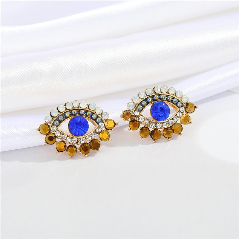 

Hoop & Huggie 1Pair Blue Zircon Lucky Evil Eye Stud Earrings For Women Vintage Punk Crystal Hollow Small Ear Fashion Jewelry E715