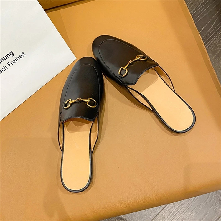 

Ladies Slippers New Fashion Soft Leather Toe Half Support Summer Flat Mules Round Toe Breathable Lightweight Casual Women's Shoes, Pink