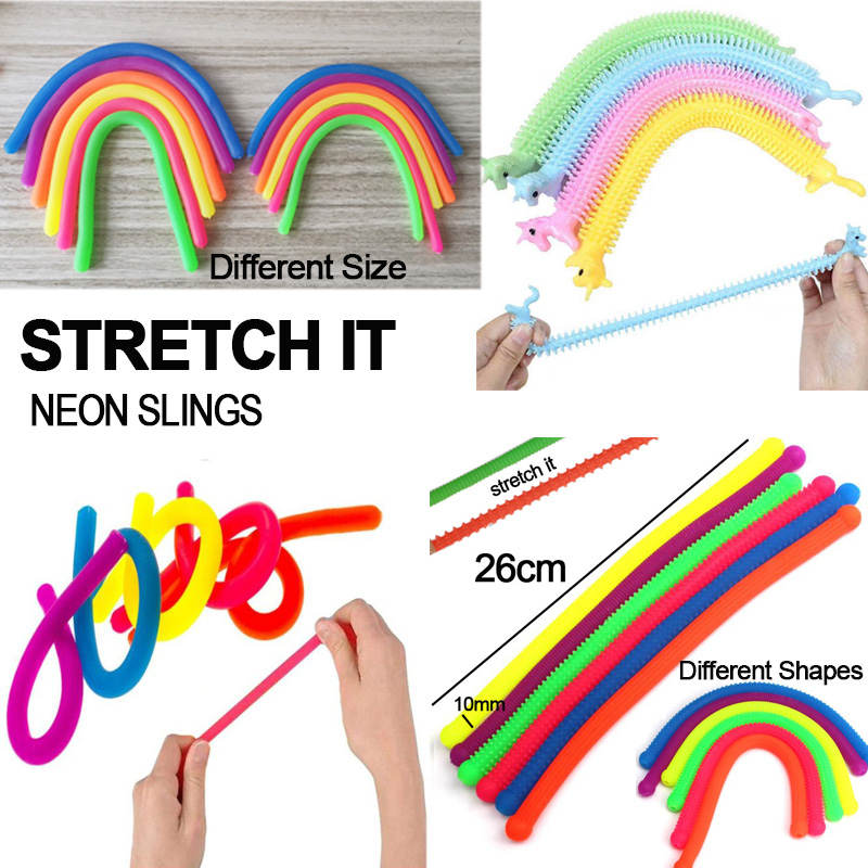 

Stretch Noodle Rope TPR Soft Anti Stress Toys Fidget Stretchy String Pull Twirl Wrap Squeeze Toy Neon slings Whole Sale DHL free shiping