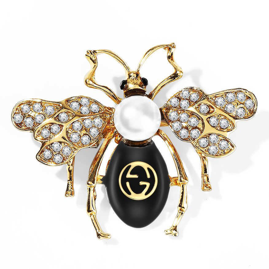 

Newest Animal Brooch For Women Bee Crystal Brooches Clothes Scarf Decoration Insect With Pearl Broche Jewellery H1018