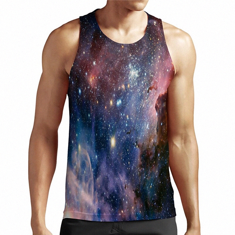 Men's Unisex Tank Top Undershirt 3D Print Galaxy Graphic Prints Plus Size Round Neck Casual Daily Print Sleeveless Tops Basic Designer Big a