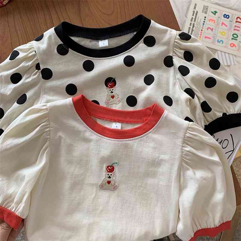 

Summer girls' T-shirt polka dot short-sleeved children's cute kids clothes toddler girl 210702, White
