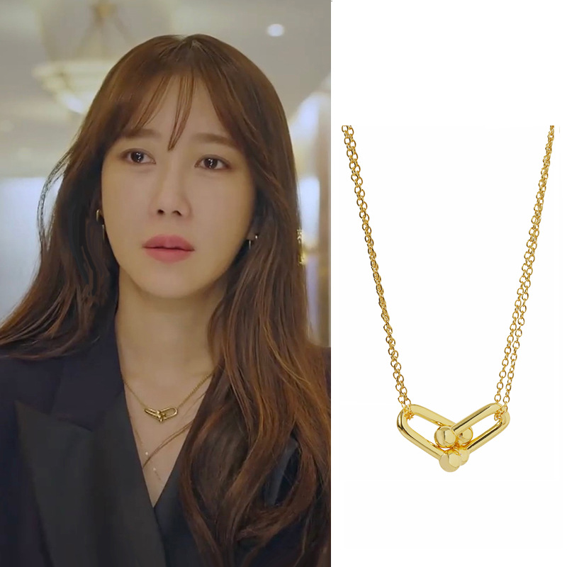

New Design Brand Heart U type T Love Necklace for Women Stainless Steel Accessories Zircon silver color gold/rose Jewelry gift