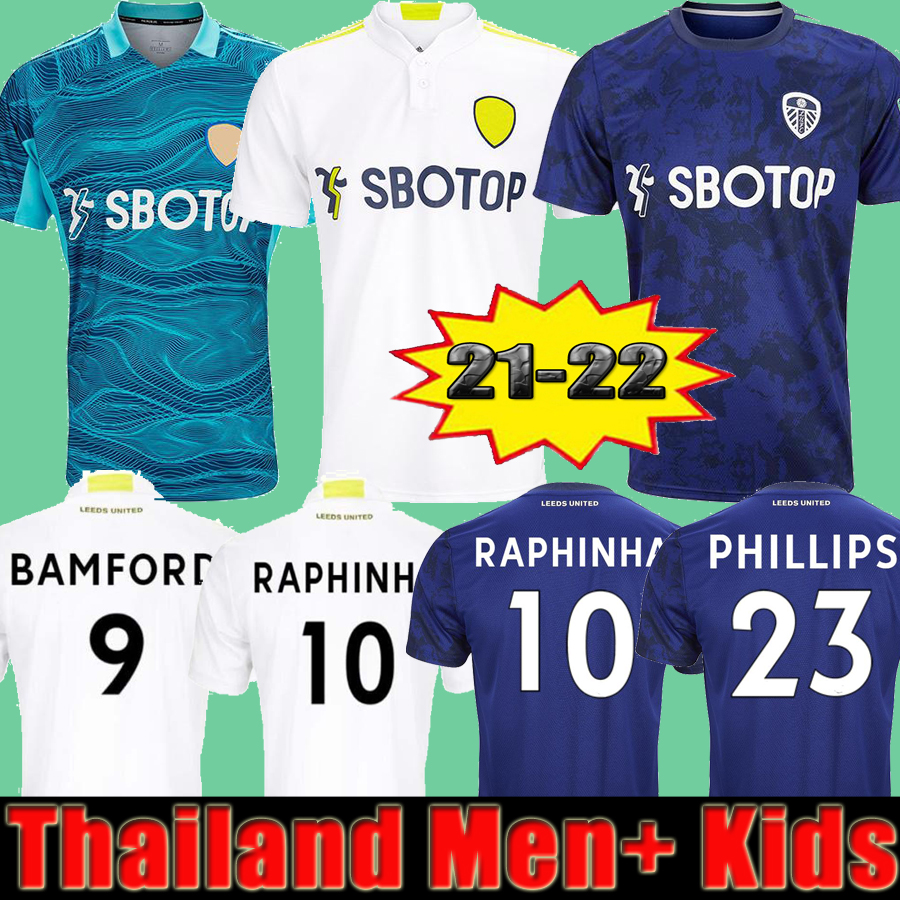 

21 22 Leeds soccer jersey United 2021 2022 PHILLIPS FIRPO JUNIOR BAMFORD RAPHINHA DIEGO LLORENTE RODRIGO Goalkeeper football shirt men + kids kits uniform Harrison, Kids home 21 22