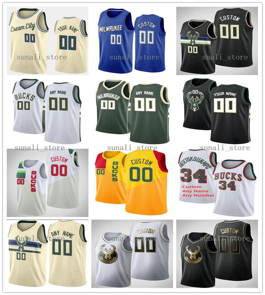 

2021 Printed Ersan Ilyasova Jaylen Adams Brook Lopez DJ Wilson Donte DiVincenzo Kyle Korver Cameron Reynolds Mason Marvin Williams Jerseys, Black