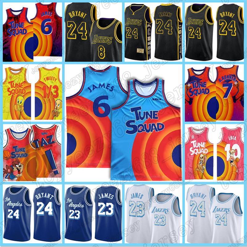 

Space Jam 24 Los 8 LeBron Jersey 6 James Angeles Basketball Bryant Lola Bunny Lakers 23 Bill Murray Michael Tweety D.DUCK ! TAZ, Black;red