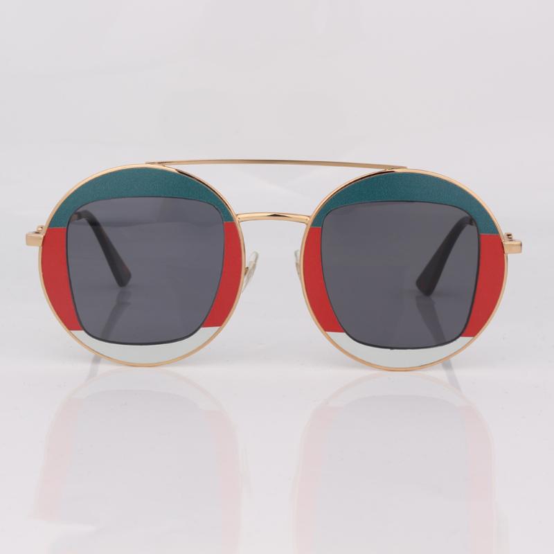 

Sunglasses Round Three Color Gold Frame Women Fashion Style Grey Lens, White;black