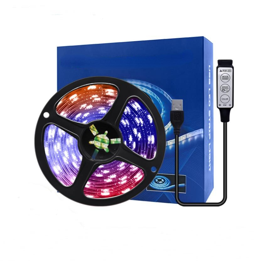 

LED Light Strip Set with 5050 RGB Waterproof Colorful USB 3-button Remote Control Desk Decor Screen TV Background Atmosphere Light 1M 2M 3M