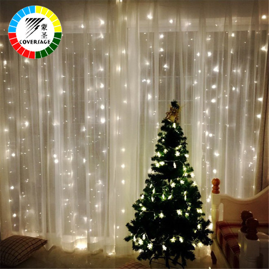 

Coversage Christmas ed ights Curtain Garand 3X3M ED String Fairy Decorative Outdoor Indoor Home Wedding Decoration Net ight