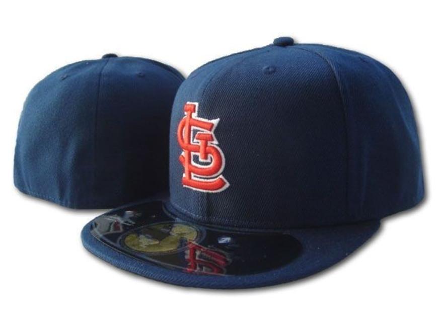 

Men's STL Fitted Hat Navy Navy Blue Color Red Flat Visor on field All Team Sport Baseball Fitted Hats sox Fan's Hip Hop Full Close, Blue;gray