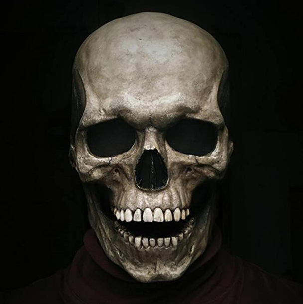 

Halloween Full Head Skull Mask Helmet With Movable Jaw Entire Realistic Look Adult Latex 3D Skeleton Scary Skulls Masks HH21-513