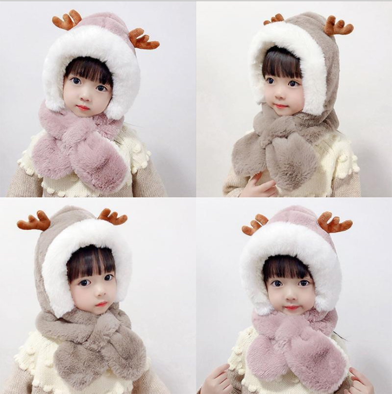 

Kids Hats Girls Baby Ear Caps Girlsboy Hat Autumn Winter Boy Scarf One Cute Super Cute Winter Christmas Hat 3 Colors 2021 Accessories, Khaki