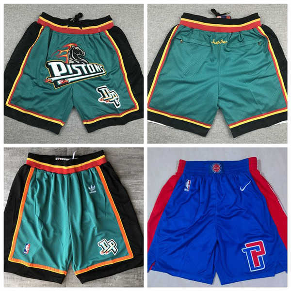

Men's Just Don Detroit Pistons Basketball NBA Shorts Mitchell & Ness Blue Classics Stitched Swingman Sweatpants S-XXL, As photo