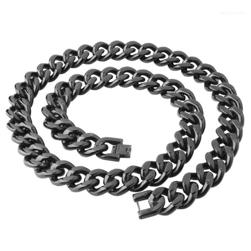 

High Quality 316L Stainless Steel Cool Black Cuban Curb Chain Men's Women's Necklace/Bracelet Unisex's Jewelry 7-40inch 15MM1