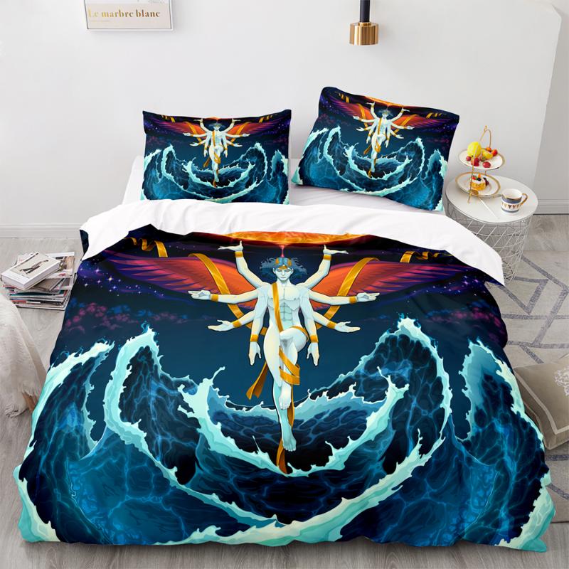 

Bedding Sets Dark Blue Set Anime Style Duvet Cover With Pillowcase Eight-armed Male God Pattern For Single Double Size
