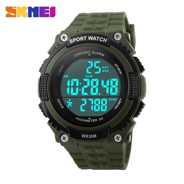 

New SKMEI Waterproof Sports Watches Men Women Military Watch Stopwatch 3D Pedometer Led Digital Wristwatch Relogio Masculinos X0524, Black