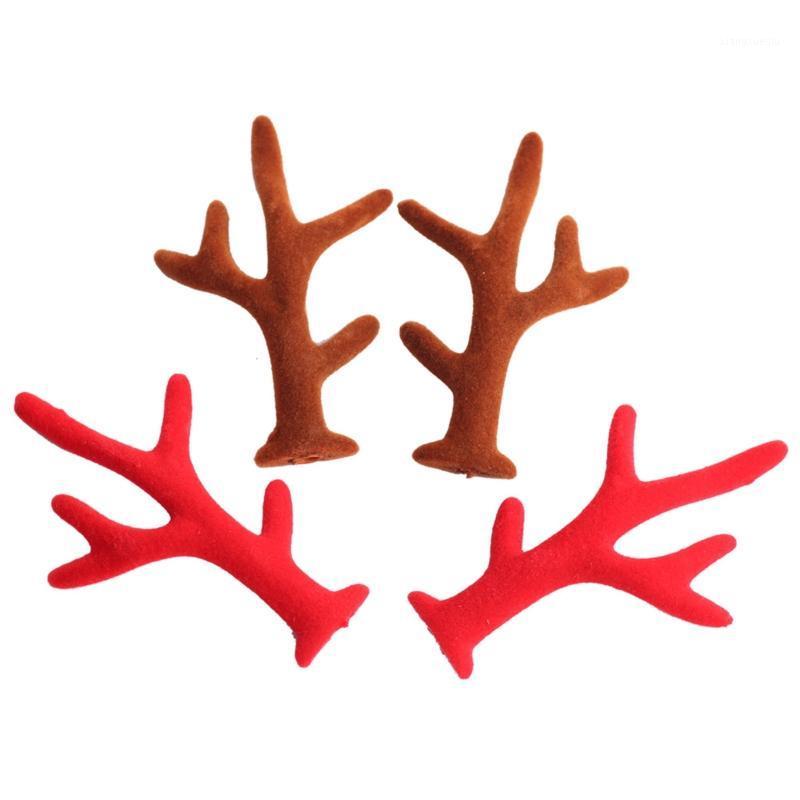 

5Pair Christmas Simulation Antlers Headwear DIY Headband Artificial Sika Deer Year Decorations Hair Clips & Barrettes, Golden;silver